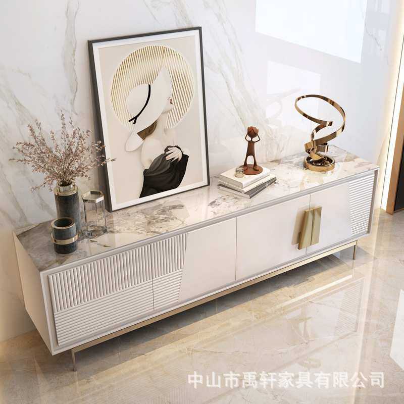 意式轻奢电视柜现代简约别墅客厅设计师款样板间法式极简岩板地柜