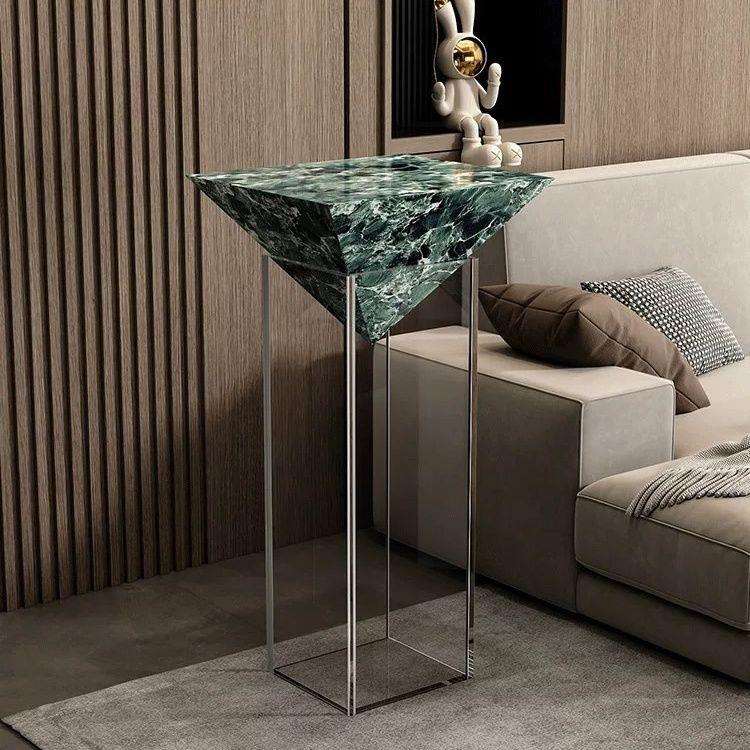意式亚克力极简大理石新款客厅高端花架沙发轻奢悬浮方形茶几