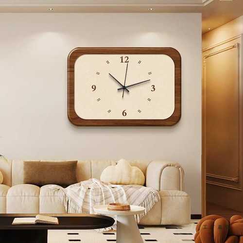 新中式电表箱装饰画简约原木风配电箱遮丑画带钟表多媒体遮挡挂画