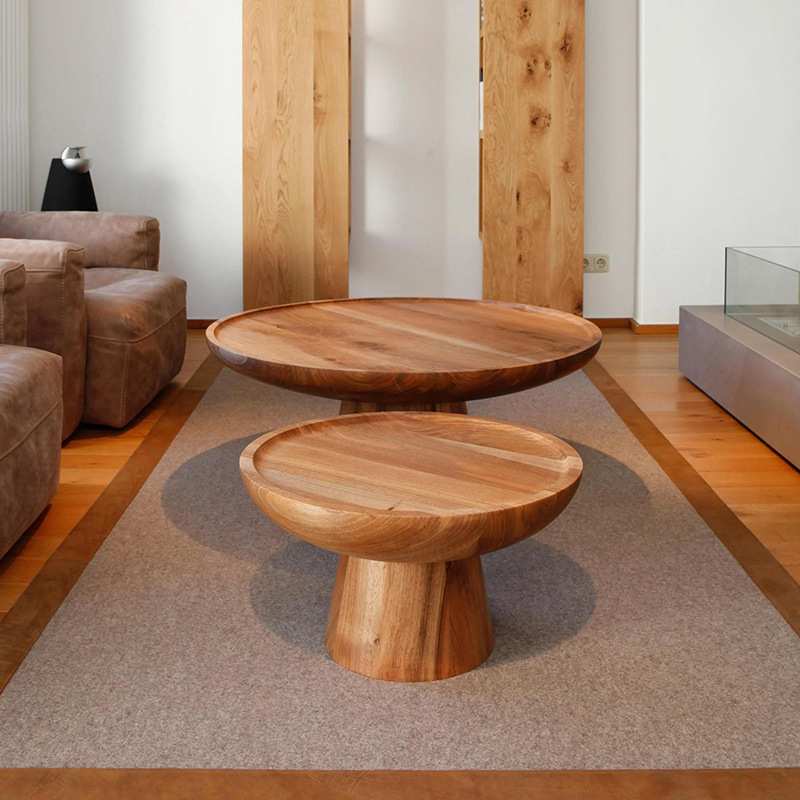 户外实木茶几木墩设计师阳台小茶几室外藤沙发角几柚木边几小圆台