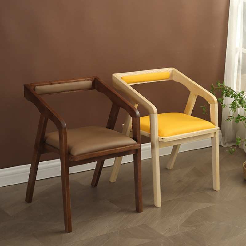 北欧实木餐椅家用简约舒适洽谈椅休闲椅靠背椅咖啡厅酒店椅子高档