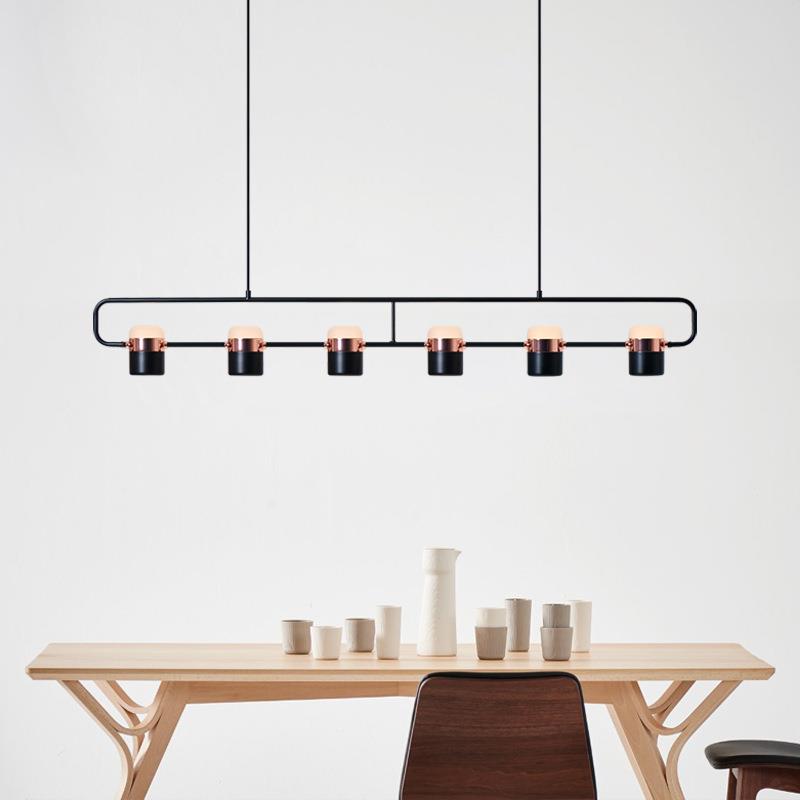 北欧现代简约设计师长条形餐厅吧台办公桌前台工作室工程旋转吊灯