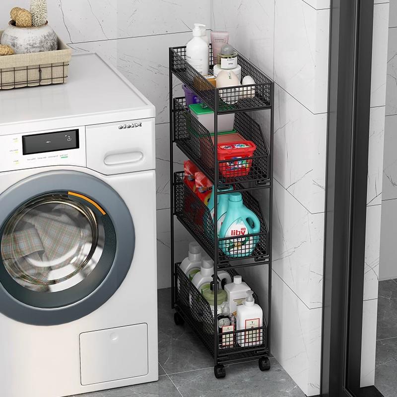 浴室置物架卫生间夹缝收纳柜厕所窄边架子落地多层家用带轮小推车