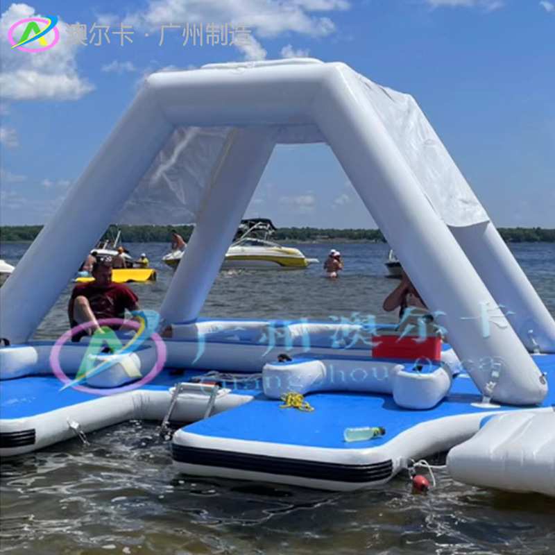 户外充气浮板水上休闲娱乐浮床充气浮毯可折叠躺椅浮台浮排海上玩