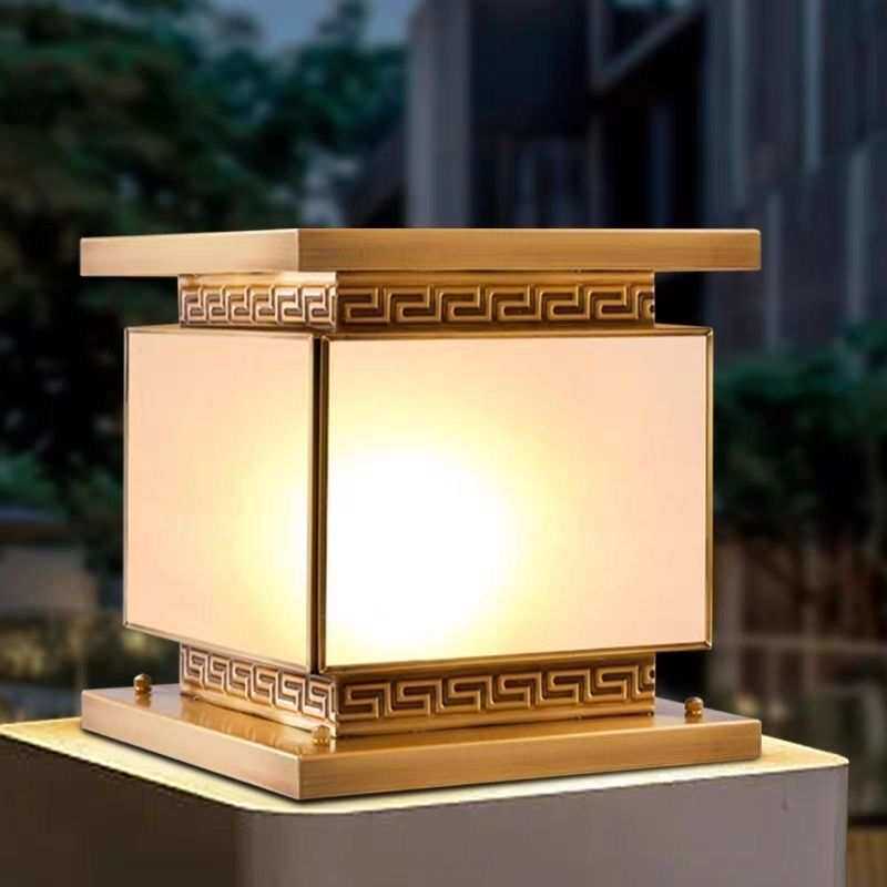 全铜新款户外门柱新中式两用太阳能柱头灯庭院门柱灯家用大门