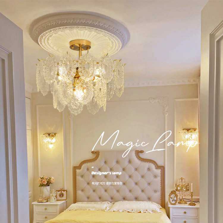 法式客厅吊灯 轻奢美式宫廷复古温馨艺术房间灯卧室餐厅玻璃吊灯