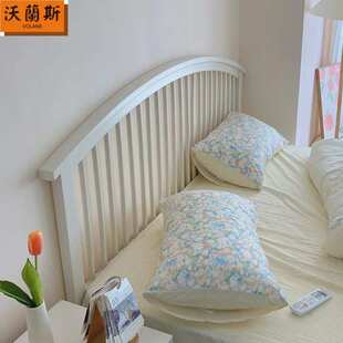 北欧白色全实木日系奶油风静音简约双人床1.2米1.8田园风公主床