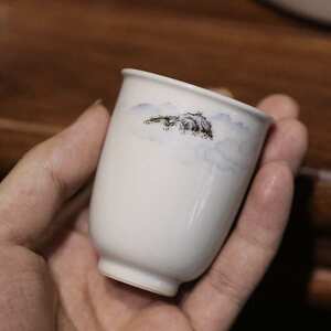 沐云言物隐山单杯65ml全手工拉胚茶杯品茗杯陶瓷功夫闻香杯代发