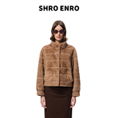 宋祖儿同款 新款 SHRO 冬季 立领横条纹皮草毛毛外套女 ENRO 刘雅瑟