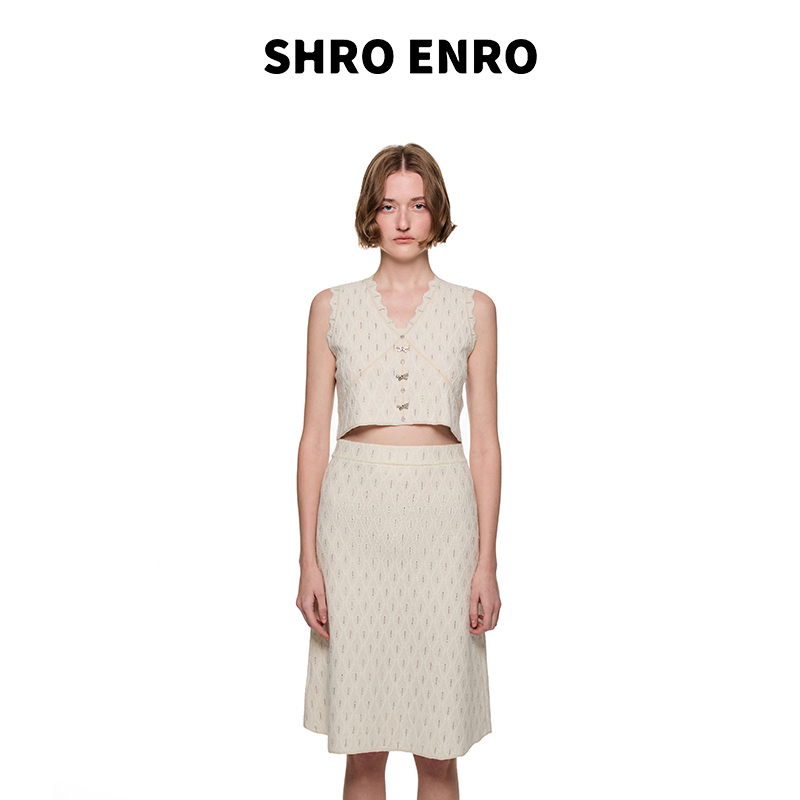 SHROENRO蝴蝶结钻扣装饰满钻背心