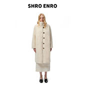 SHRO 毛毛大衣女外套 高级感立领正肩长款 ENRO2025年冬季 新款