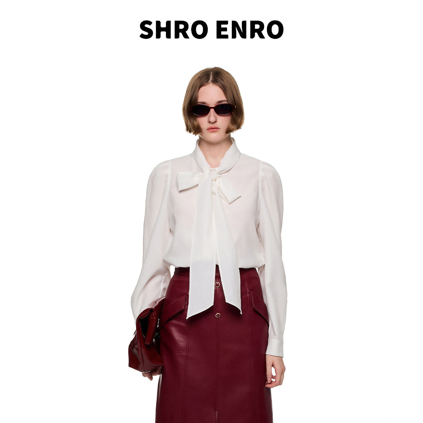 SHROENRO系带蝴蝶结系带衬衫