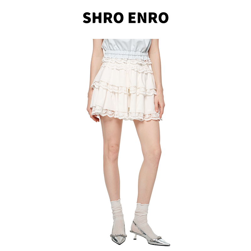 SHROENRO25春季蕾丝拼接蛋糕裙