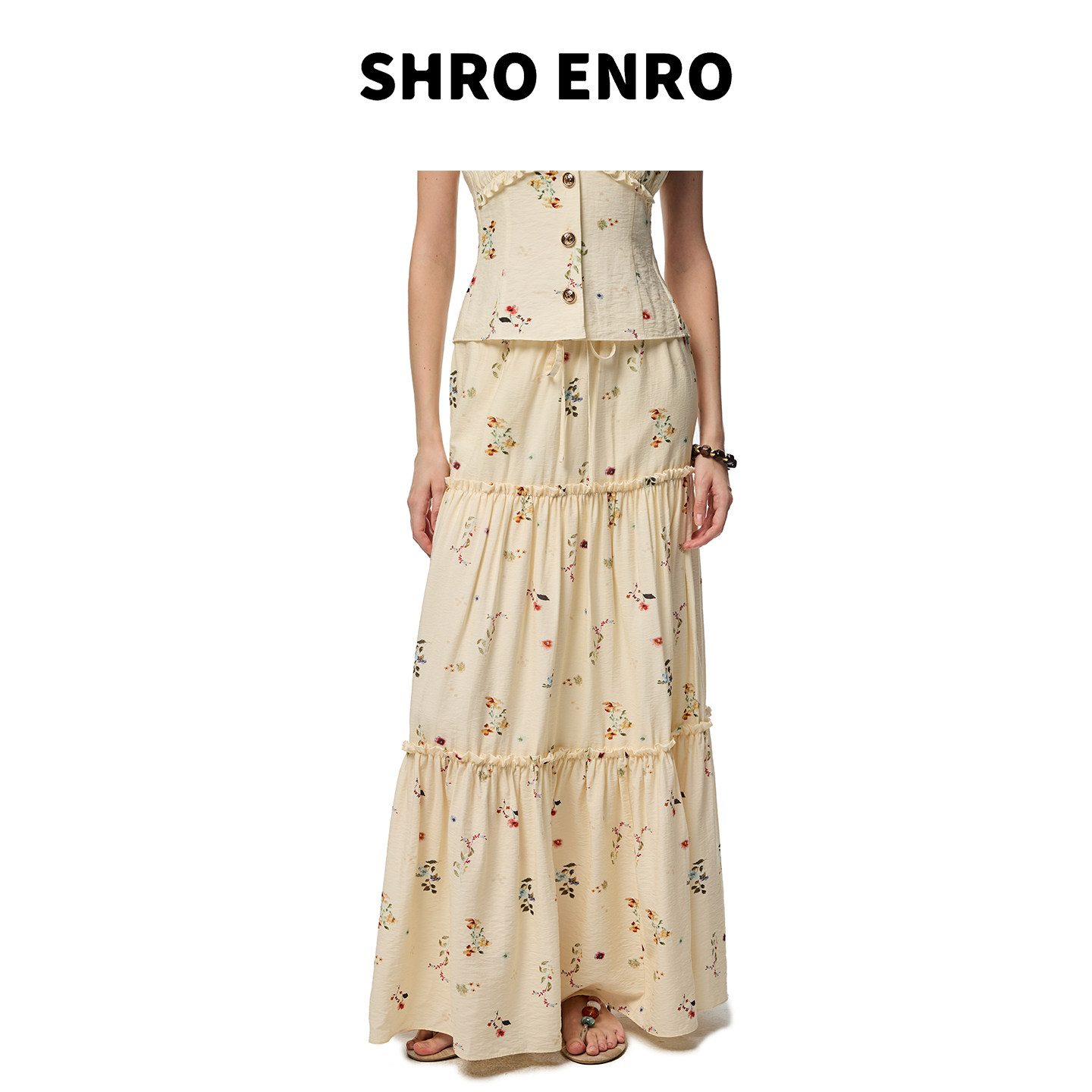 徐紫茵同款 SHRO ENRO 26夏季新款法式度假风氛围感碎花A字半身裙