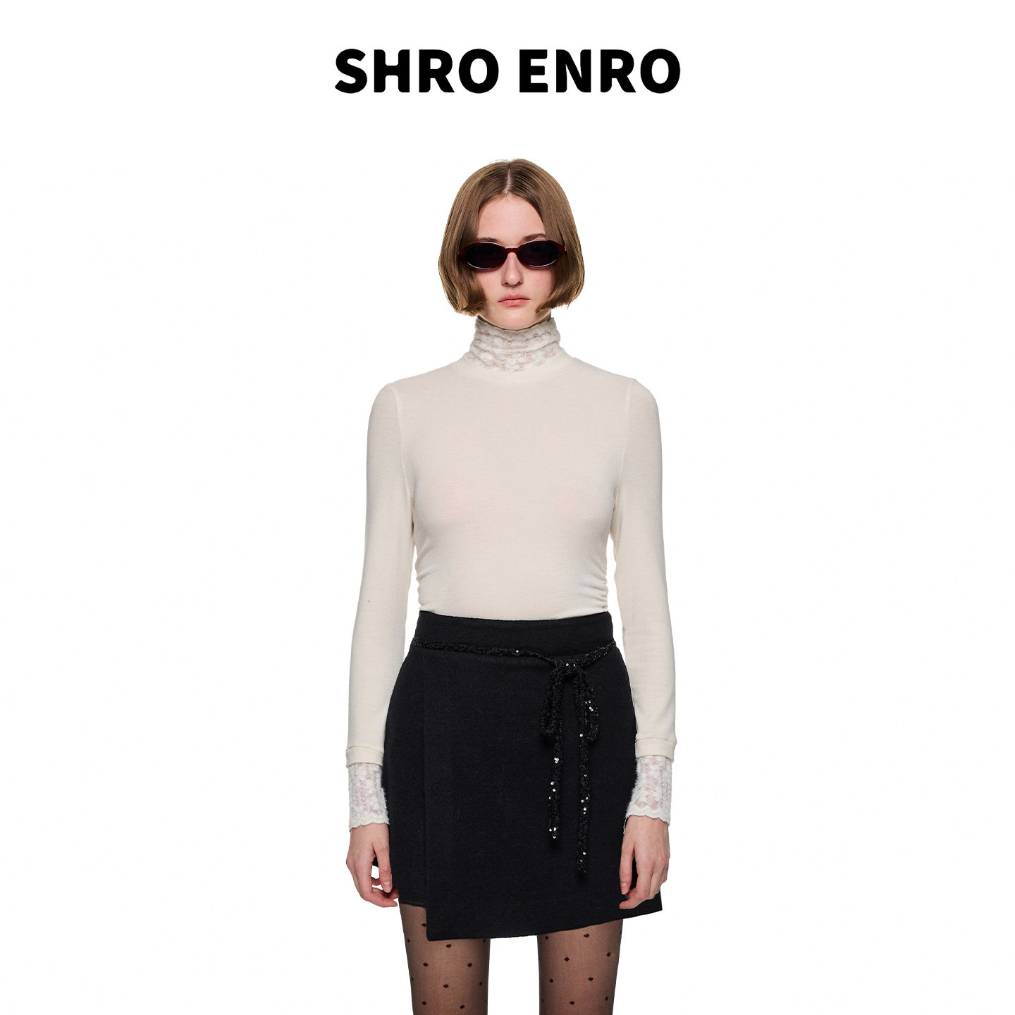 SHROENRO法式羊毛高领上衣