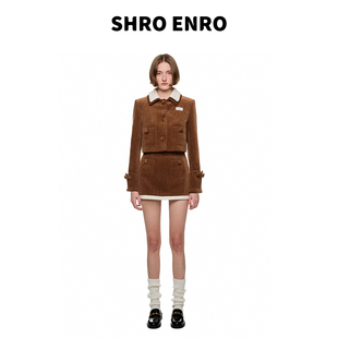 套装 SHRO 可拆卸双层撞色美拉德短外套半裙时尚 新款 ENRO2025秋季