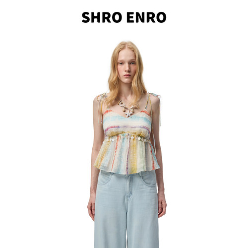 SHROENRO多巴胺彩虹条纹吊带