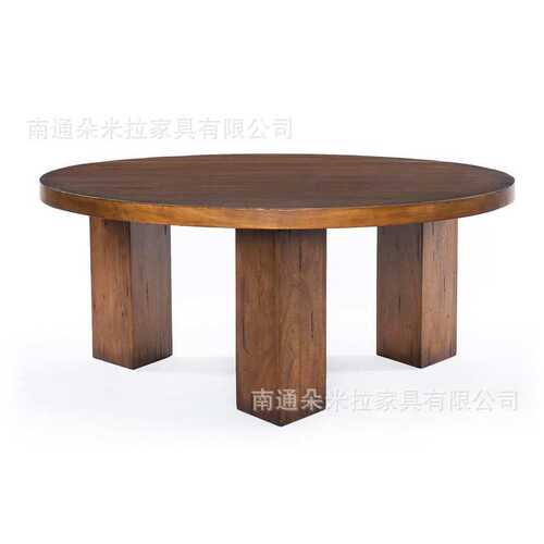 侘寂风圆形小茶几三脚圆几实木家用小户型日式复古桌子民宿风边几