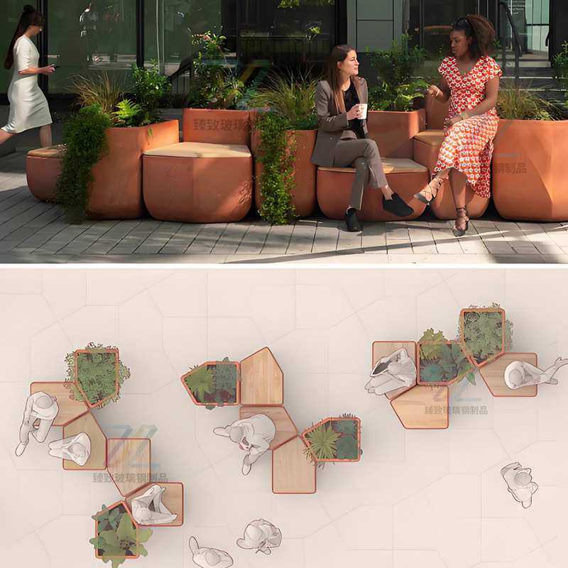 玻璃钢户外花箱座椅组合创意商业街休息区等候坐凳广场公园休闲椅,金属材料及制品,其他金属制品,淘宝优惠券,粉丝福利购,淘宝优惠卷