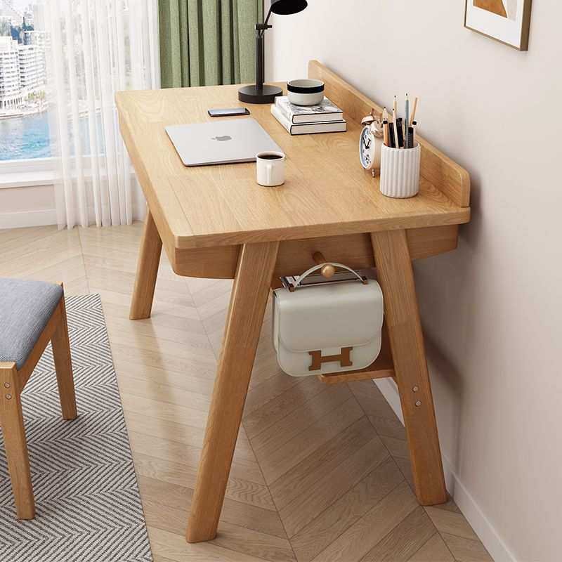 实木书桌子长方形写字桌带抽屉桌上书架中小学生台式电脑桌