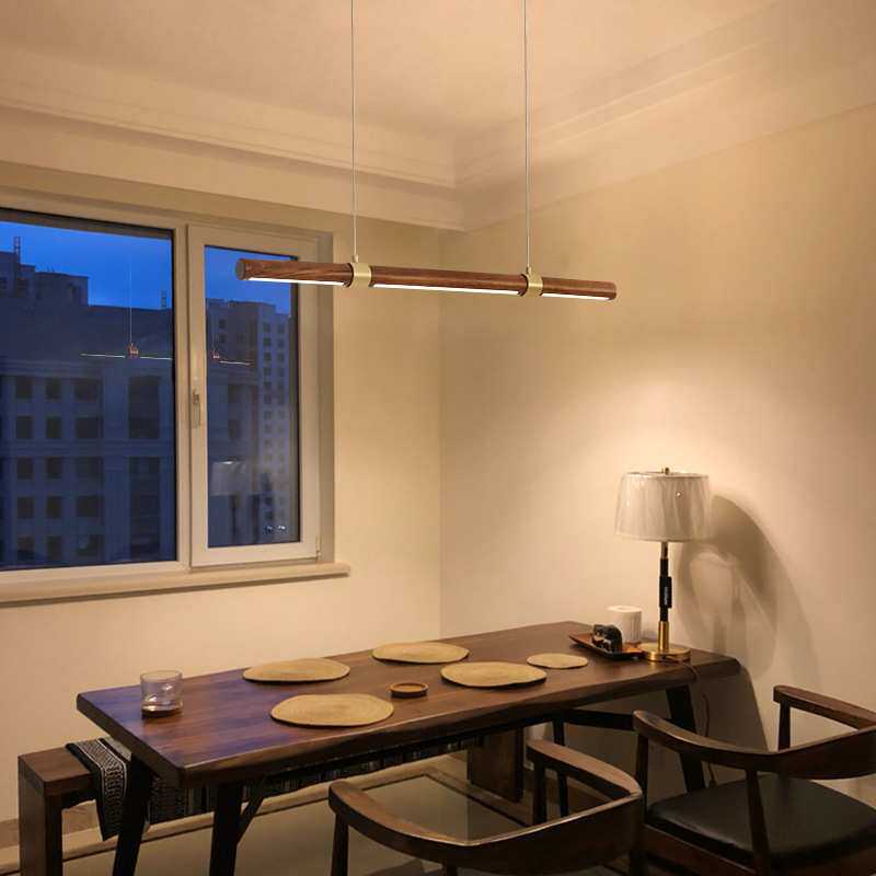 MODERN【胡桃木】全铜吊灯 中国风茶室餐厅简约仿古木艺新中式