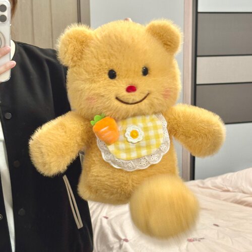 会跑步的奶油黄色小熊玩偶睡觉抱
