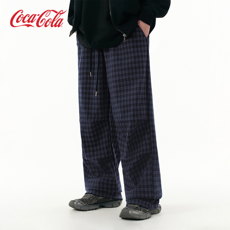 Coke可口可乐格子条纹休闲裤