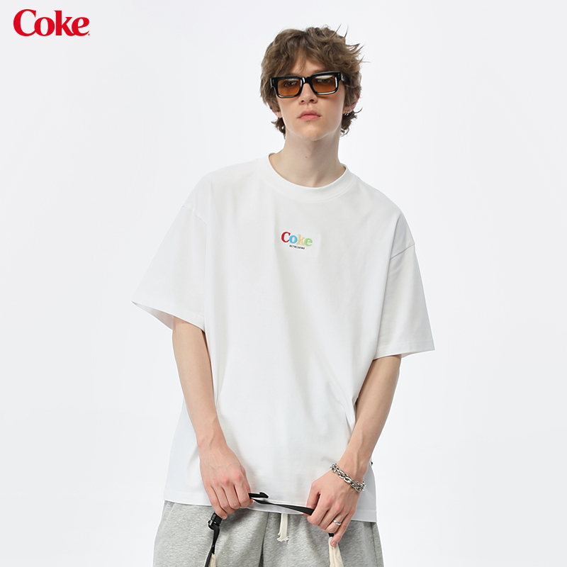 Coke 可口可乐天丝绒立体刺绣基础款重磅串标短袖T恤 男女同款