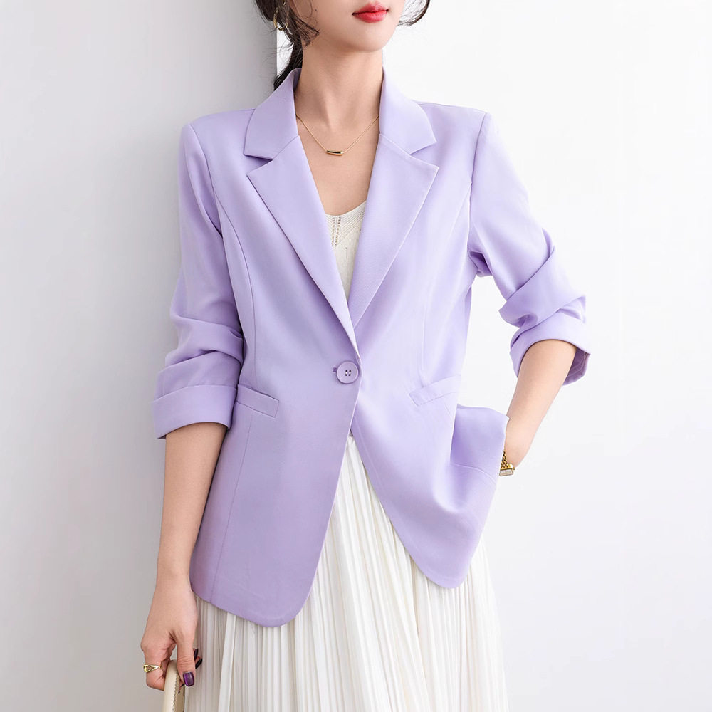 夏季薄款女士小西装外套西服上衣气质修身减龄简约显瘦休闲百搭