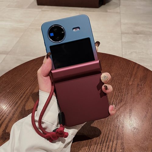 磨砂铰链适用vivoxflip手机壳新款高级感Pocket2折叠OPPOFindN3Flip手提绳荣耀MagicVFlip高颜值ZFlip5保护套
