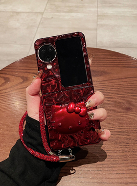 新年款高级感适用OPPOFindN3Flip手机壳新款轻奢风findn2flip折叠屏卡通支架全包防摔手提绳女款高颜值外壳