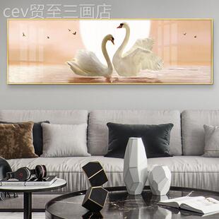 网红代现简约轻奢装 客厅 饰画长馨卧室挂床头温沙发背景墙壁画横版