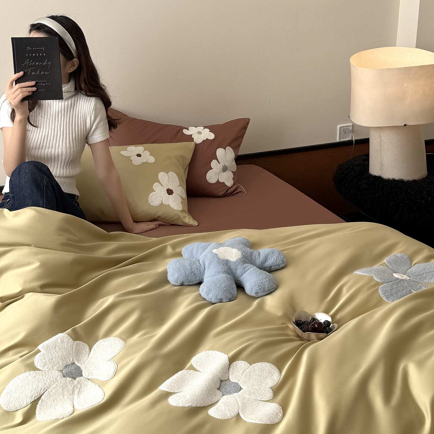 克莱茵梦境100S全棉长绒棉毛巾绣四件套北欧风纯棉床单被套三件套