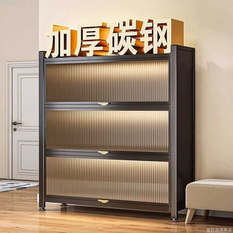 防尘多层钢制鞋架家用入户门口可移动鞋架带轮收纳柜防霉防潮碳钢