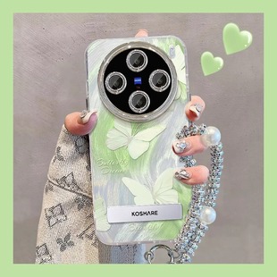 手机壳x100pro绿色蝴蝶vivox100ultra镜头 适用适用vivox100s新款