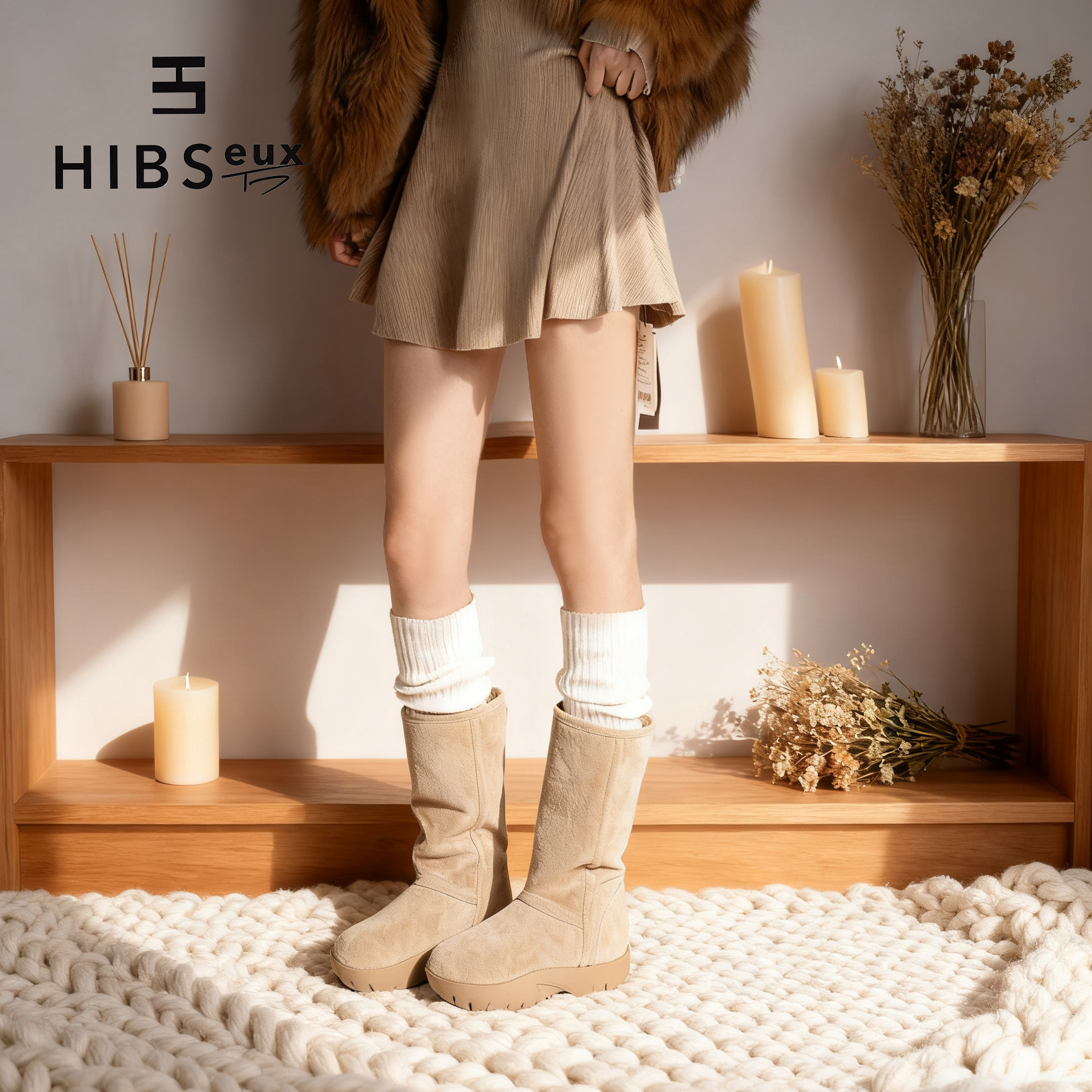 靴子女秋冬厚底加绒保暖长筒靴