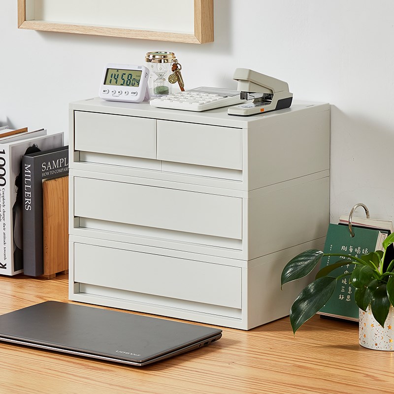 桌面收纳盒抽屉式办公室桌面文件A4纸置物架家用S多层可叠加储物