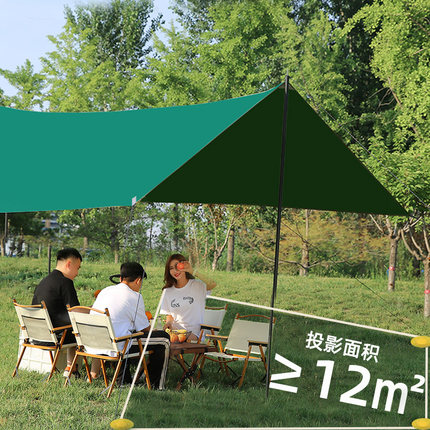 天幕帐篷户外露营遮阳涂银野餐方形六角大M型幕布遮阳棚便携式野