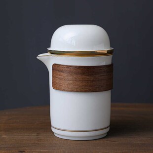 羊脂玉白瓷旅e行茶具便携式 一壶四杯简约防烫陶瓷快客 包功夫套装