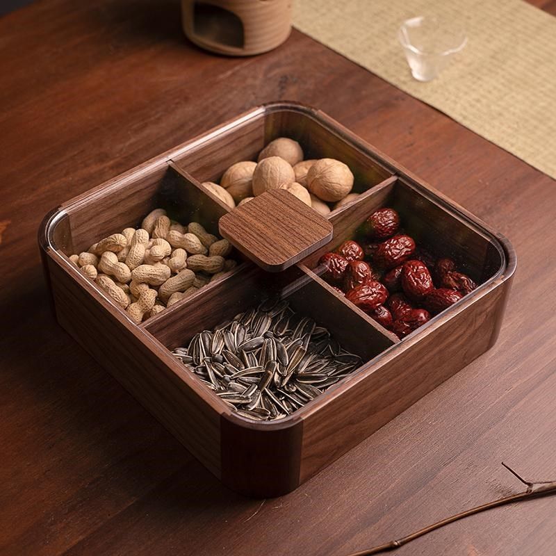 胡桃木果盒带盖果盒果盘客厅新款实木果盒分格R零食盒干果收纳盒,餐饮具,果盆/果盘/果篮,淘宝优惠券,粉丝福利购,淘宝优惠卷