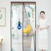 门帘夏季 饰布艺卧室免打孔纱门隔断帘木门纱窗帘 防c蚊通风家用装