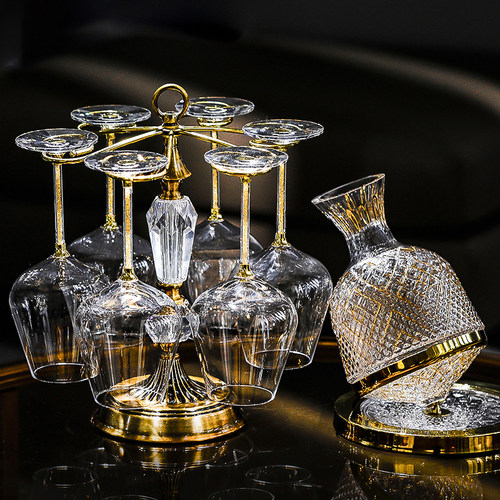 轻奢高档勃艮第红酒杯架子水晶玻璃E不倒翁醒酒器套装家用高级酒