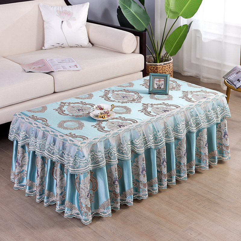 2021长方形客i厅布艺茶几桌布全包罩欧式餐桌套台布罩茶几盖防尘
