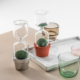 马鹿磁力沙漏创意l盆栽摆件文创装饰礼物桌面流沙精致三分钟计时