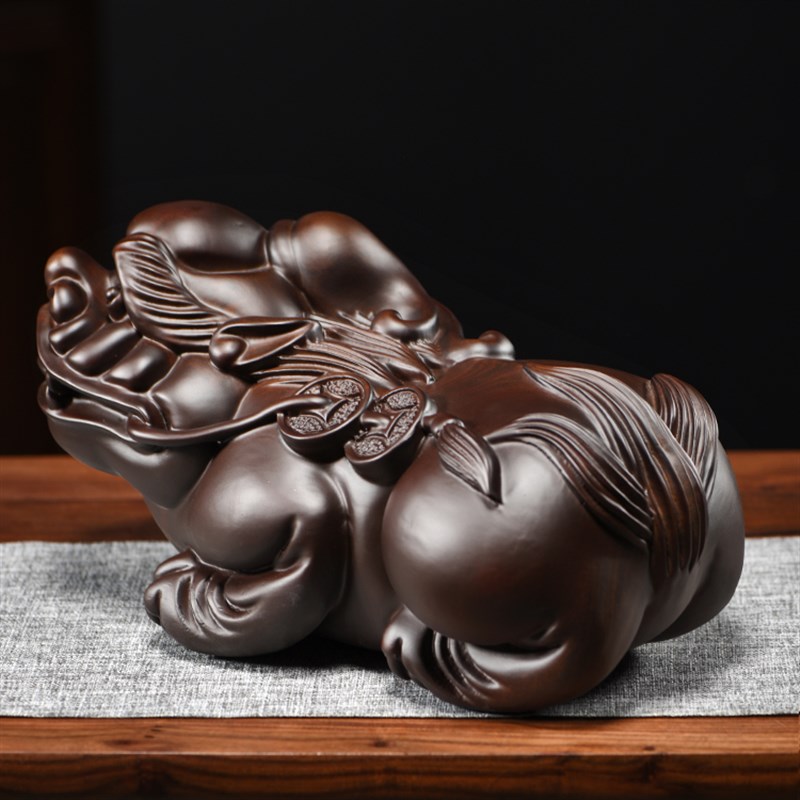 黑檀木花梨木雕貔貅摆件一对家居C客厅装饰品红木工艺品开业礼品