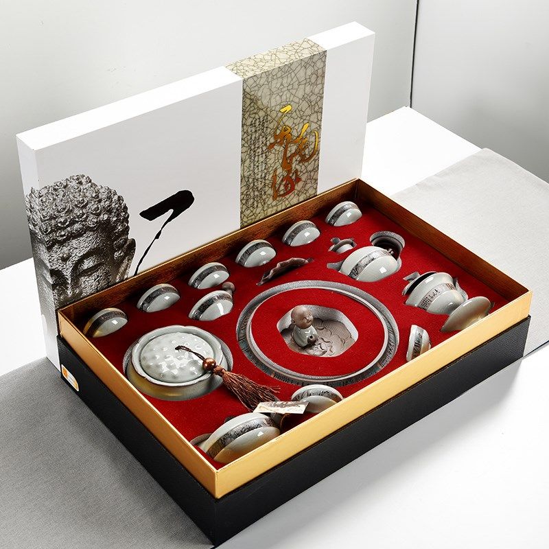 哥窑茶具套装五大名窑汝s窑功夫茶道冰裂釉茶洗盖碗功夫茶具礼盒,餐饮具,整套茶具,淘宝优惠券,粉丝福利购,淘宝优惠卷