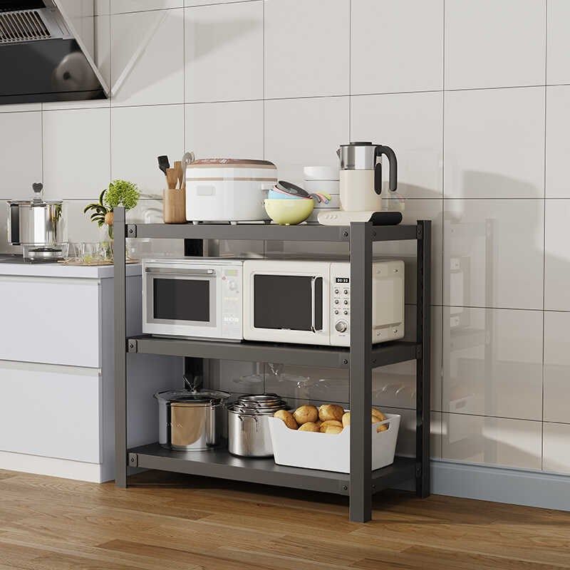 厨房置物架微波炉碗碟收纳餐具盘子烤箱储物架P落地式多层黑色架,厨房/烹饪用具,微波炉置物架,淘宝优惠券,粉丝福利购,淘宝优惠卷