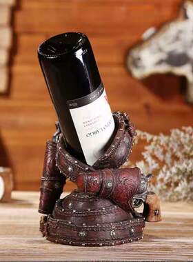 美式复古牛仔树脂鹿n角酒架酒吧酒庄酒窖桌面摆件人头红酒架装饰