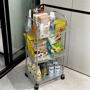 零食置物架可移动亚克力小推车收纳架落地K家用客厅储物柜多层架