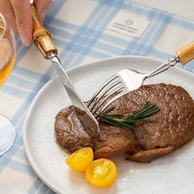 西餐餐具高级牛排餐具刀叉勺三z件套装甜品叉竹节手柄304不锈钢,餐饮具,西餐餐具套装,淘宝优惠券,粉丝福利购,淘宝优惠卷